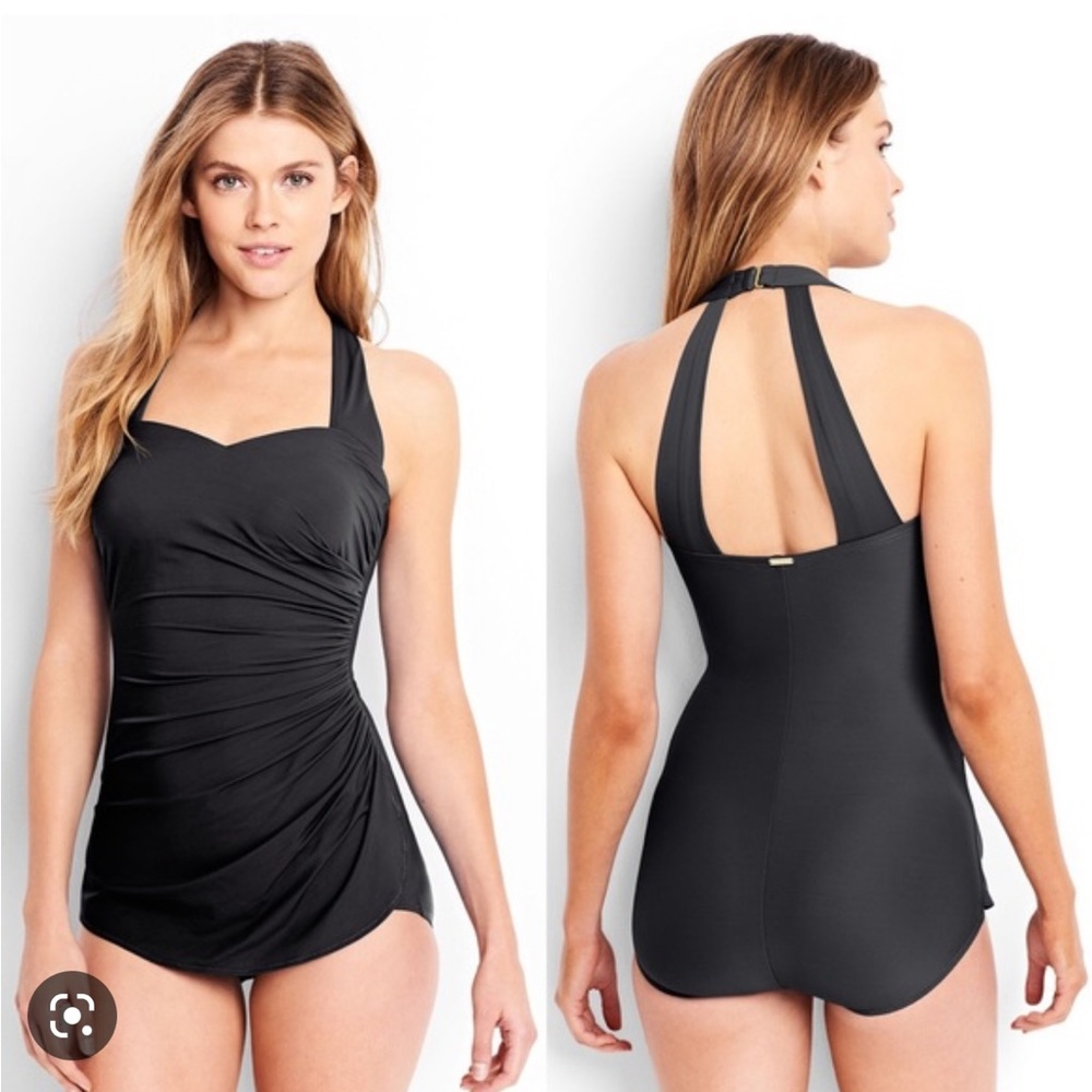 Slender tunic Lands End swim skirted sarong one piece